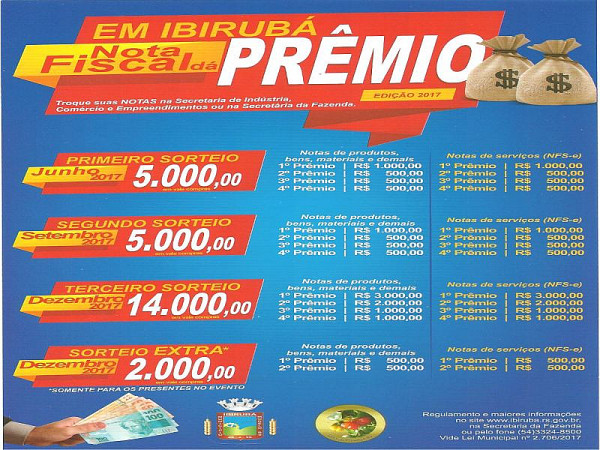 Folder Campanha NF Dá Prêmio. Foto: Prefeitura Municipal de Ibirubá