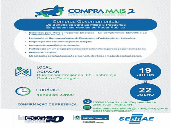 Banner do curso. Foto: Divulgação/Sebrae-RJ